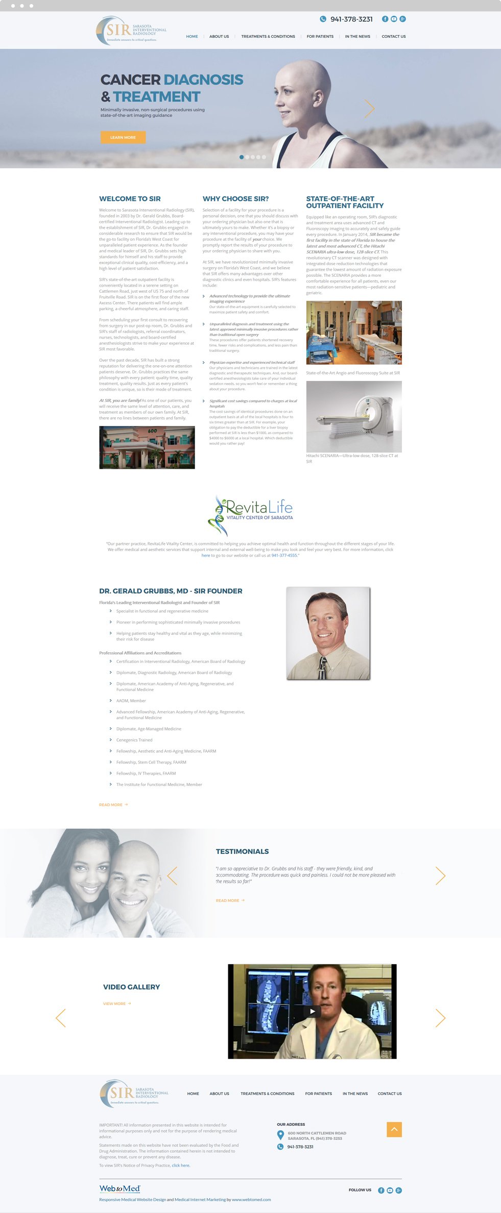 Radiology Website Design - Sarasota Interventional Radiology - Homepage
