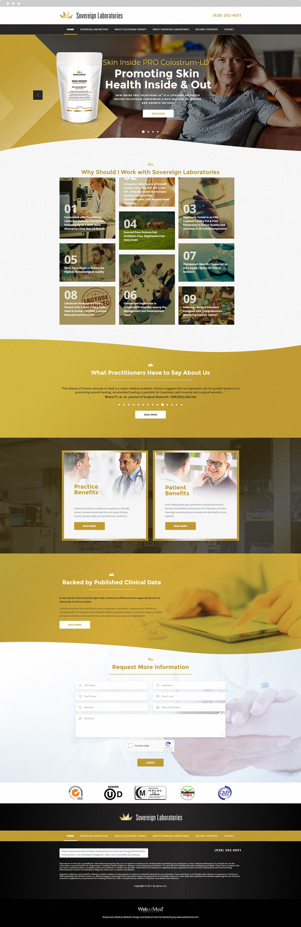 Medical Products Website Design - Sovereign Laboratories - Homepage