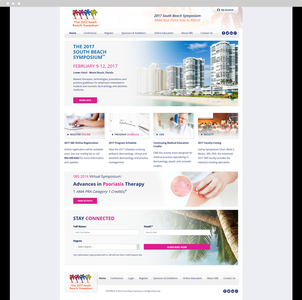 Medical Education Website Design - South Beach Symposium - Homepage