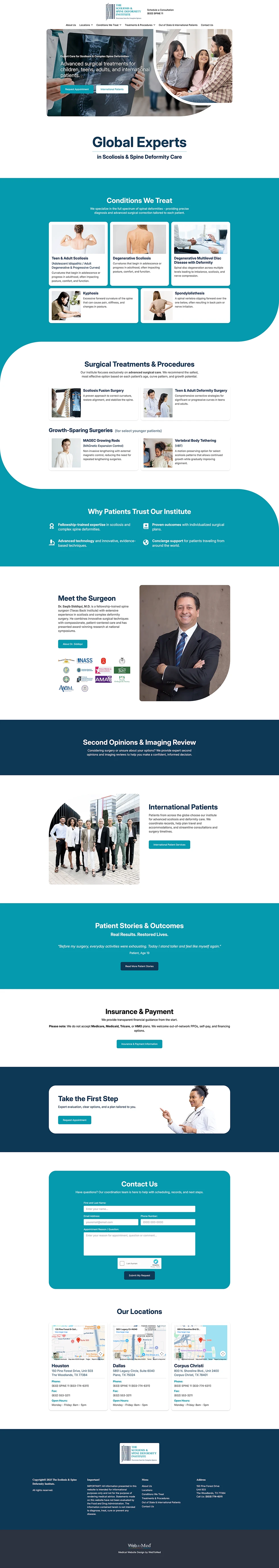 Orthopedic Website Design - The Scoliosis & Spine Deformity Institute - Homepage