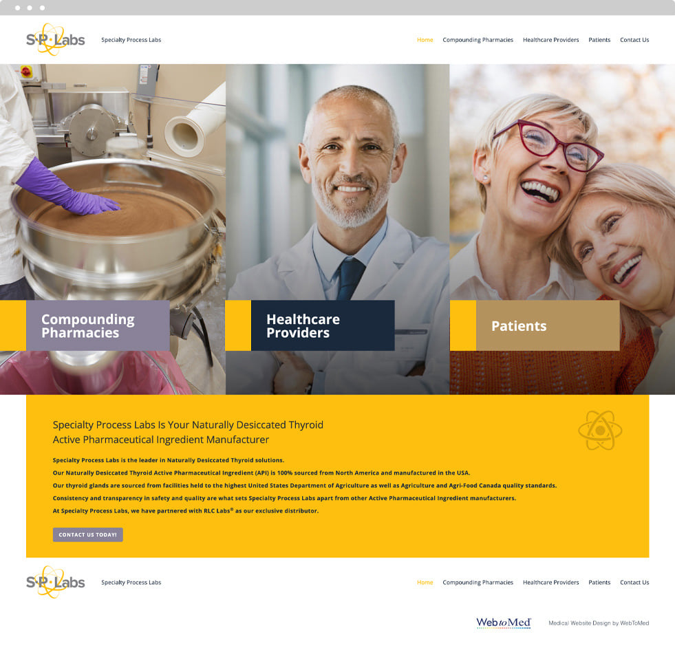Pharmaceutical Companies Website Design - Specialty Process Labs - Homepage