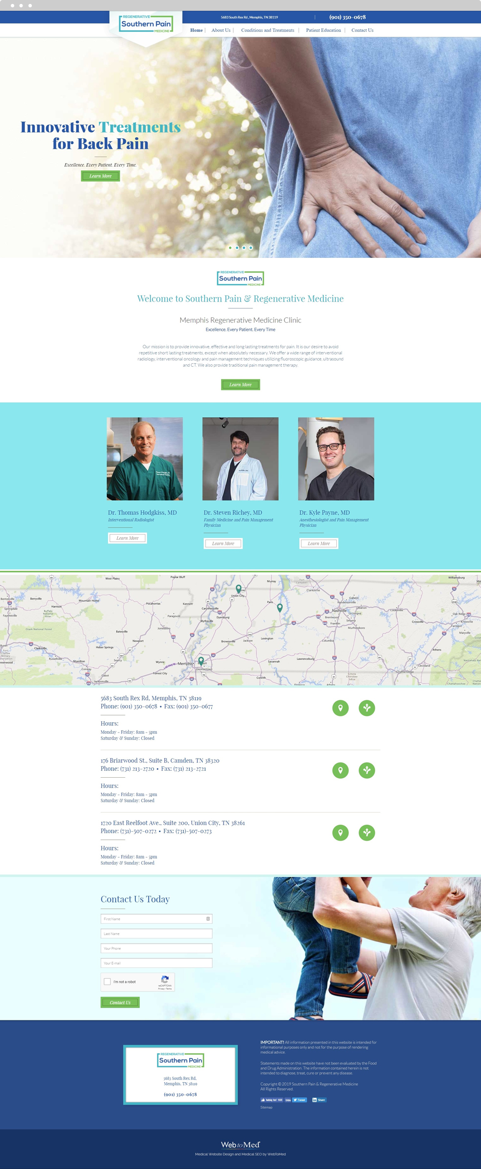 Orthopedic Website Design - Southern Pain & Regenerative Medicine - Homepage