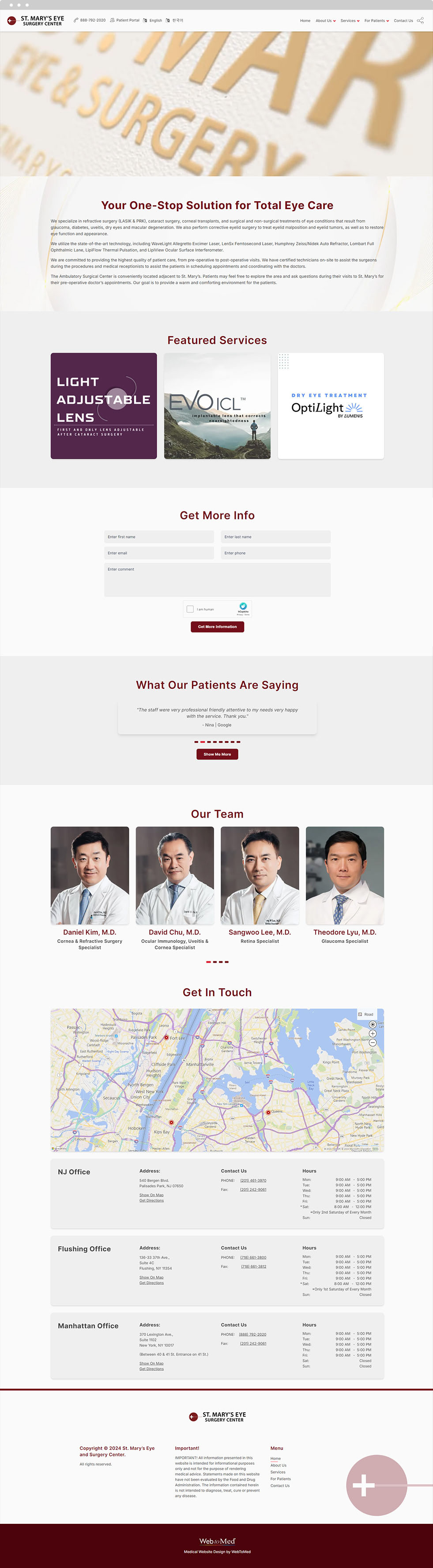 Ophthalmology Website Design - St. Mary's Eye Surgery Center - Homepage