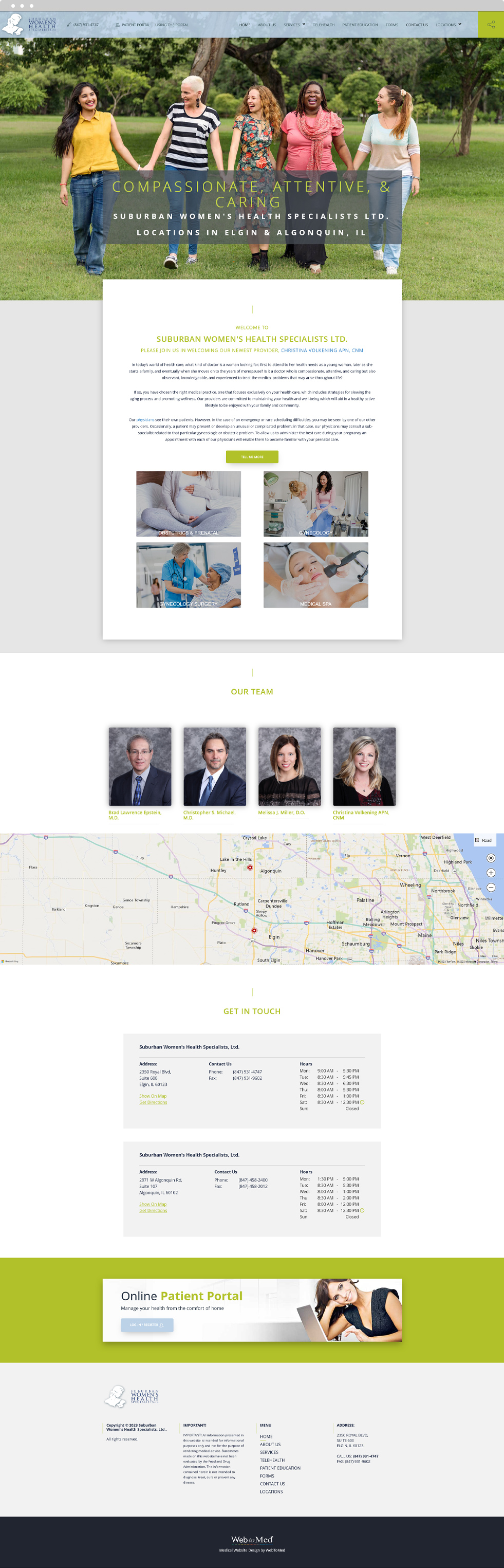 OBGYN Website Design - Suburban Women's Health Specialists Ltd. - Homepage