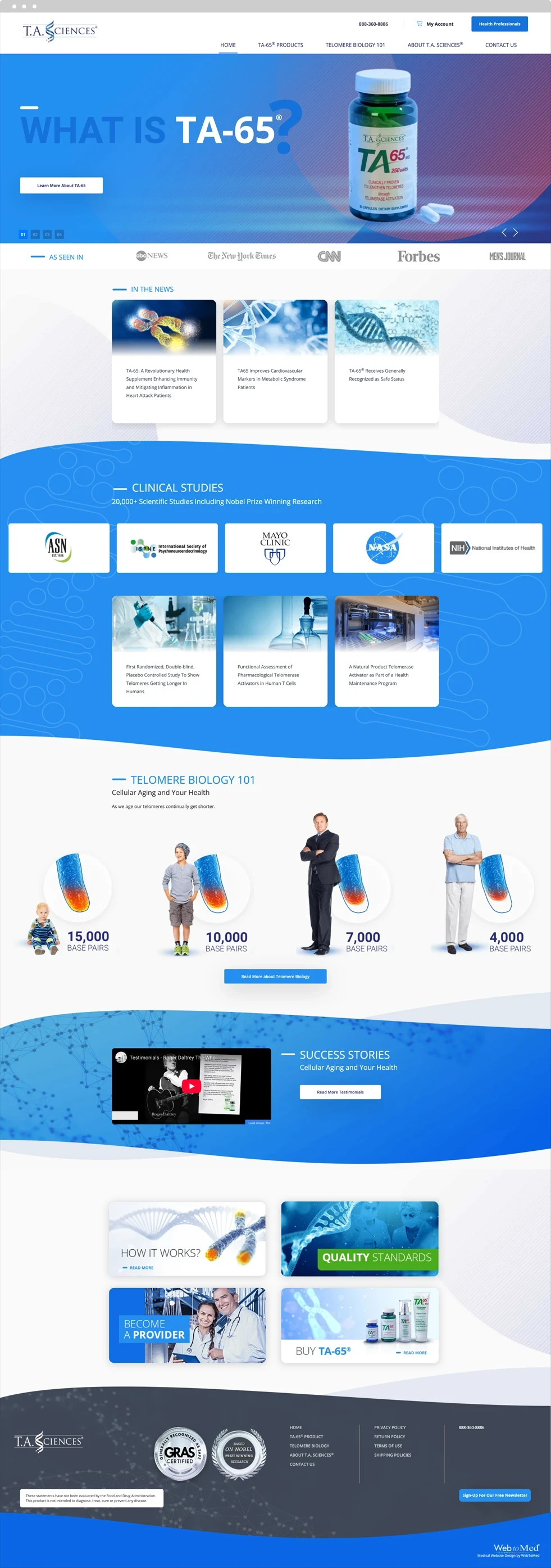 Medical E-Commerce Website Design - T.A. Sciences - Homepage