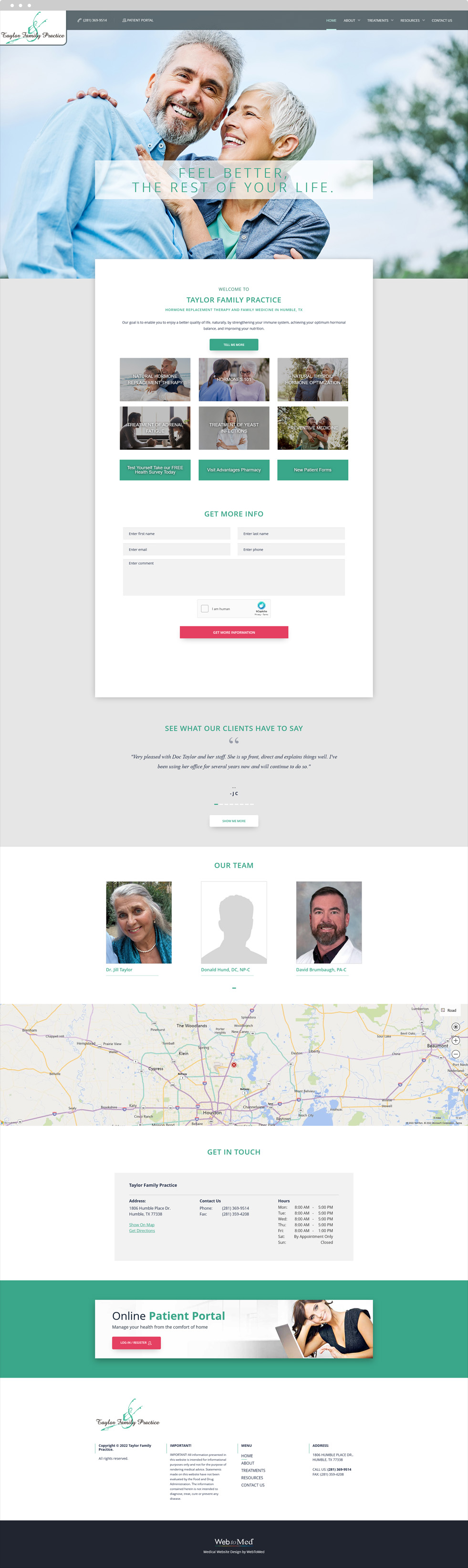 Family Medicine Website Design - Taylor Family Practice - Homepage
