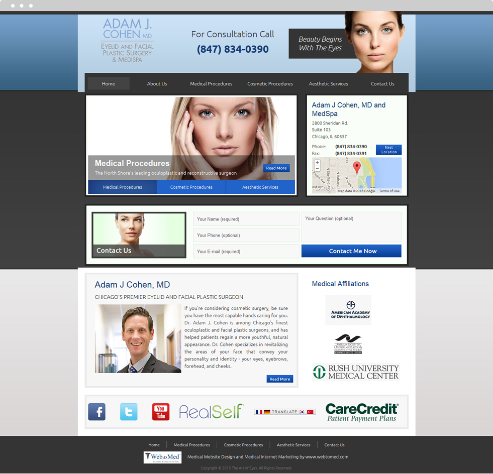 Ophthalmology Website Design - Adam J. Cohen, MD - Homepage