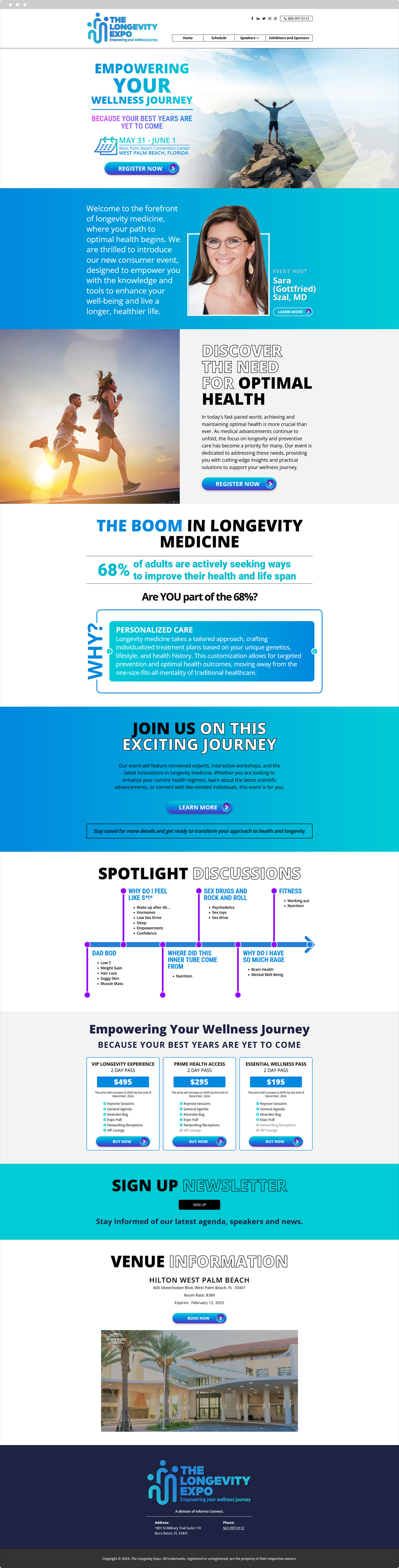 Medical Conferences Website Design - The Longevity Expo - Homepage