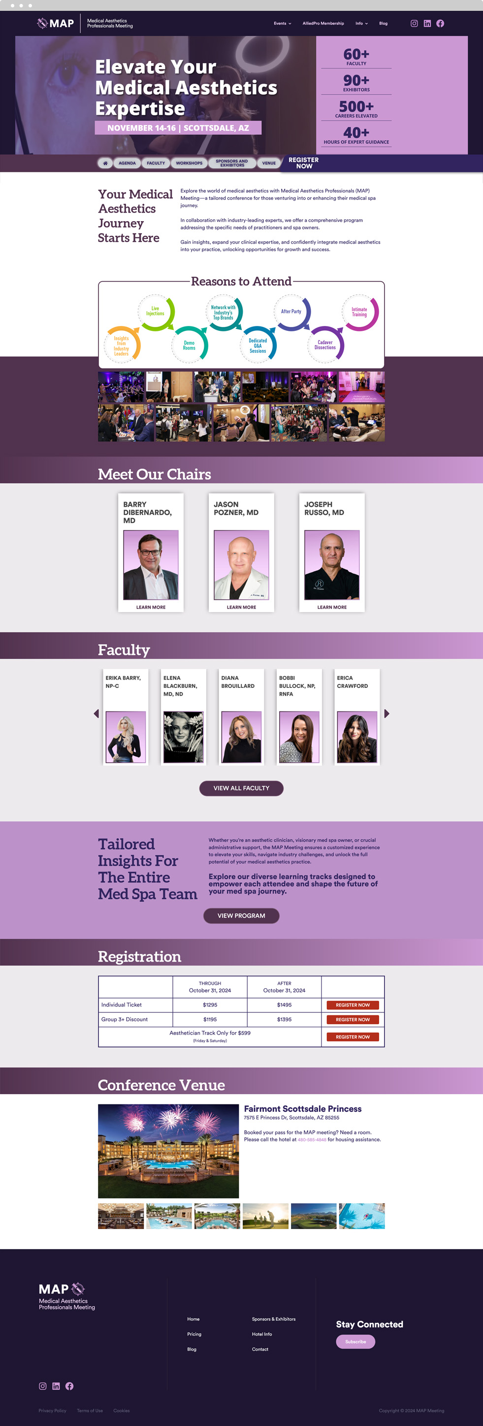 Medical Conferences Website Design - Medical Aesthetics Professionals Meeting - Homepage