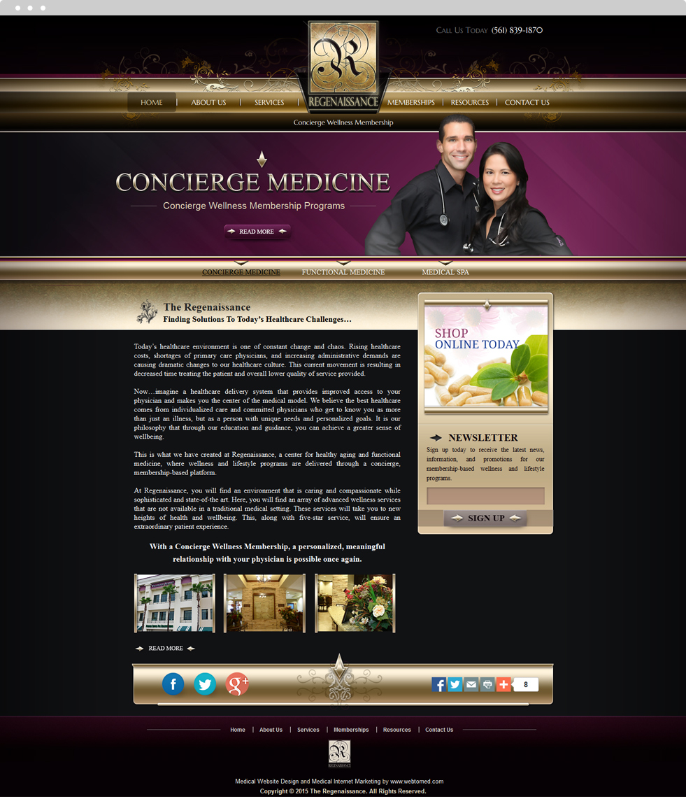 Concierge Medicine Website Design - The Regenaissance - Homepage
