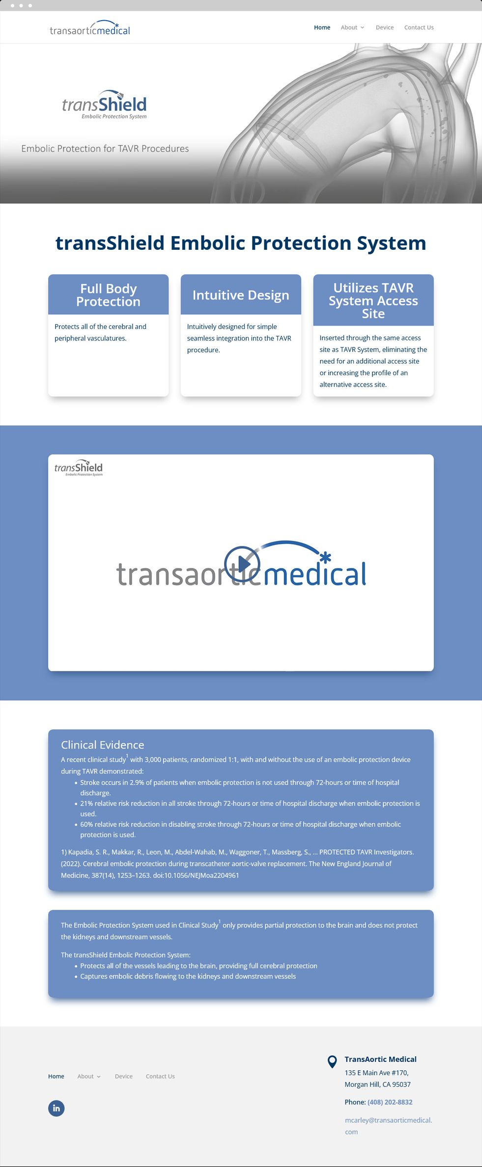 Medical Products Website Design - Transaortic Medical - Homepage