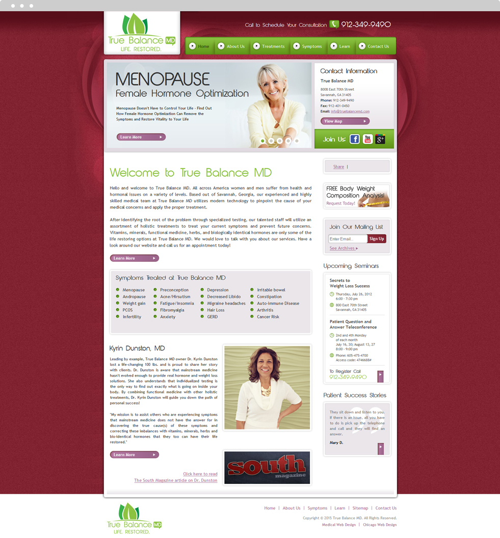 Integrative Medicine Website Design - True Balance MD - Homepage