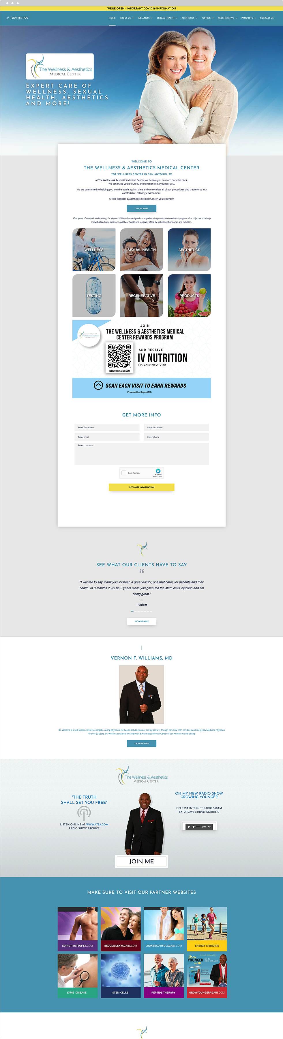 Integrative Medicine Website Design - The Wellness & Aesthetics Medical Center - Homepage