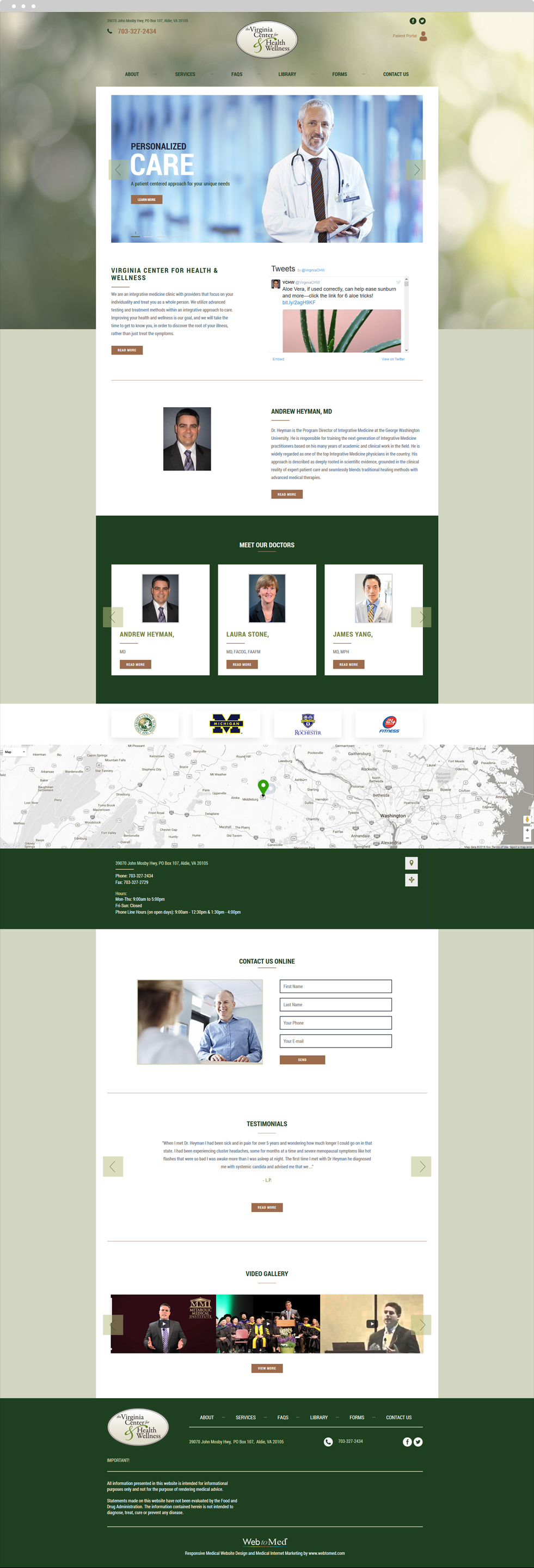 Wellness Website Design - The Virginia Center for Health & Wellness - Homepage