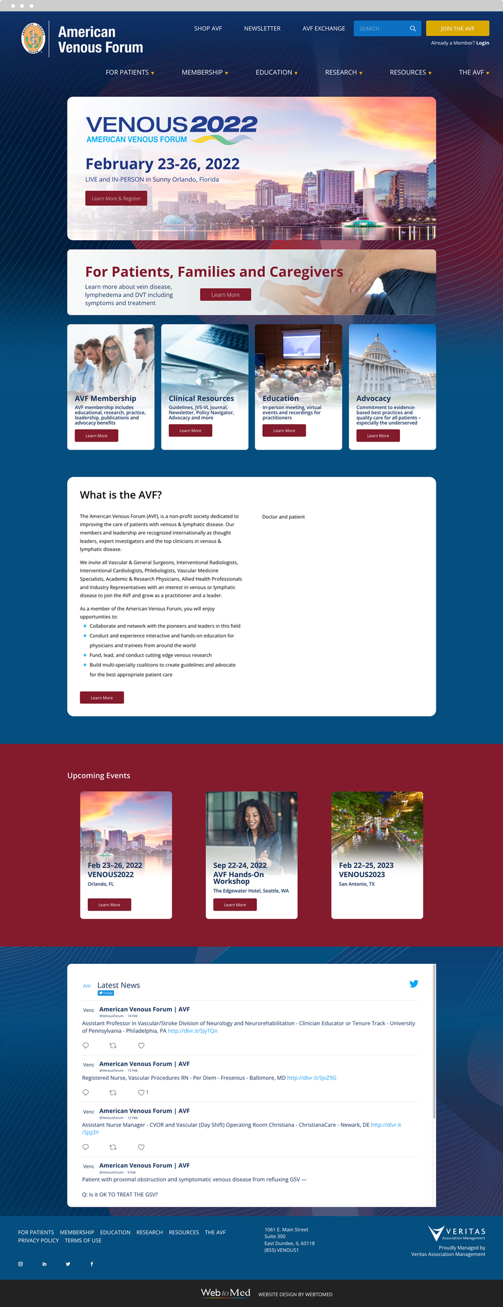 Medical Associations Website Design - American Venous Forum - Homepage