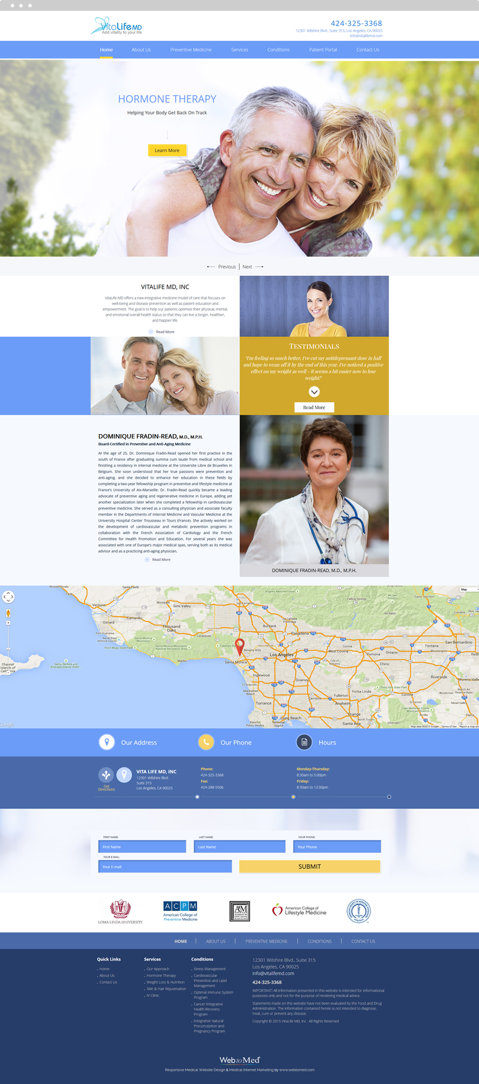 Integrative Medicine Website Design - VitaLife-MD - Homepage