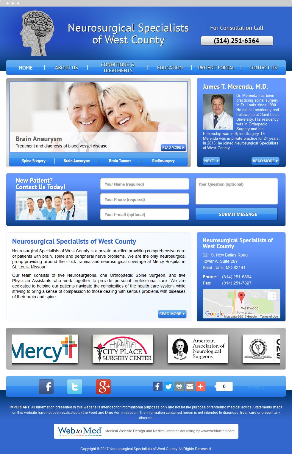 Neurology Website Design - Neurosurgical Specialists of West County - Homepage