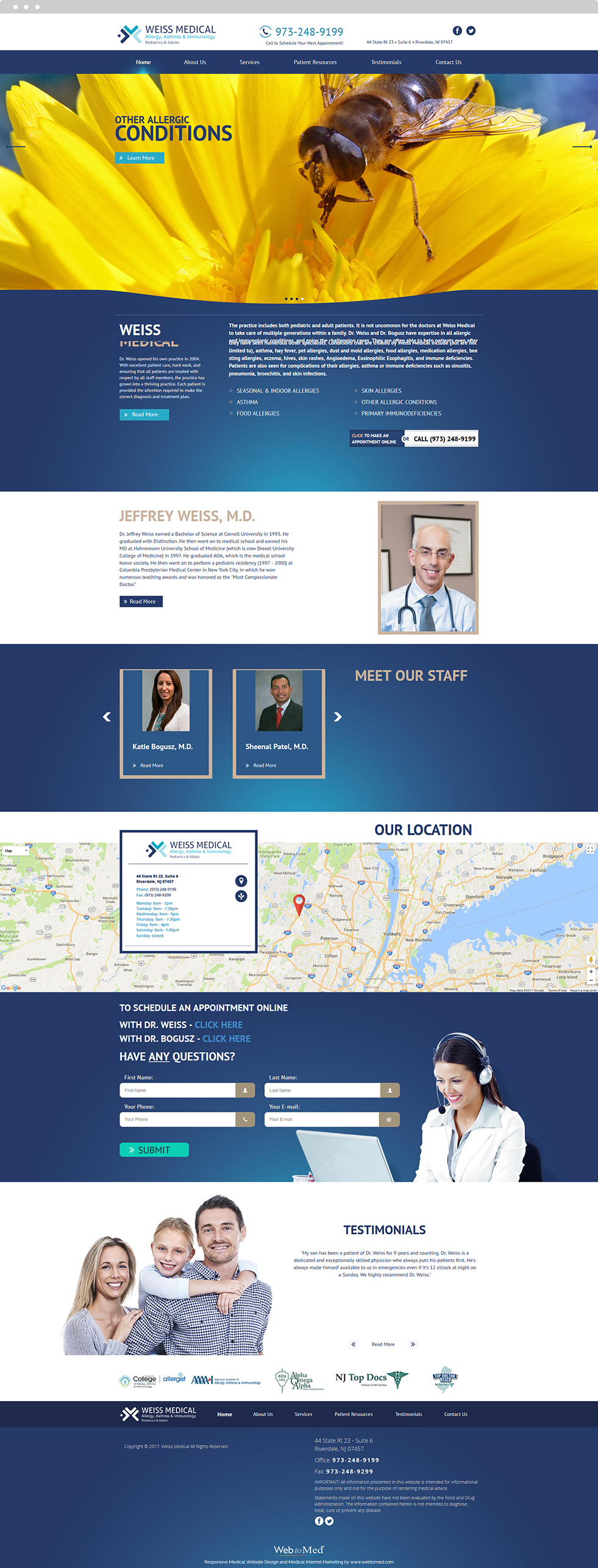 Allergy Website Design - Weiss Medical - Homepage