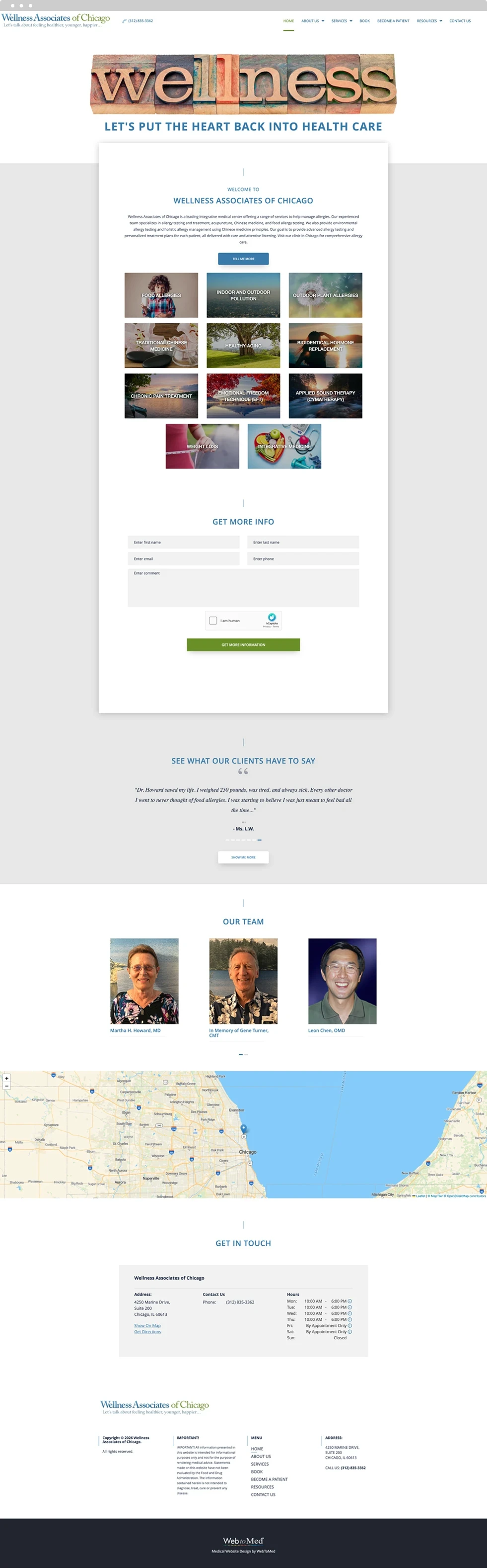 Wellness Website Design - Wellness Associates of Chicago - Homepage