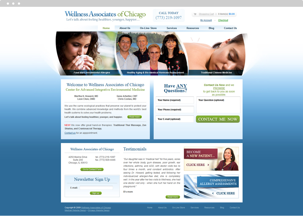 Alternative Medicine Website Design - Wellness Associates of Chicago - Homepage