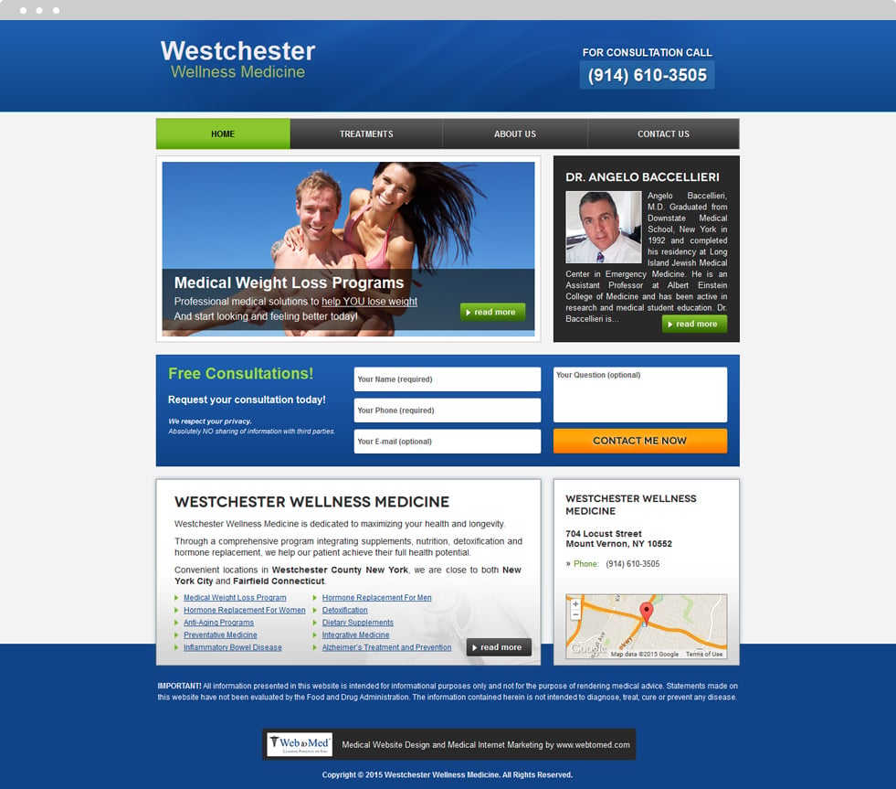 Integrative Medicine Website Design - Westchester Wellness Medicine - Homepage