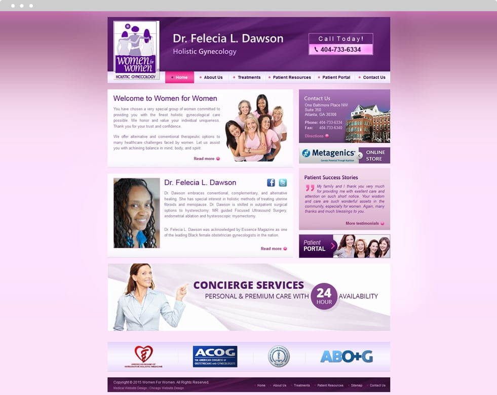 OBGYN Website Design - Women for Women - Homepage