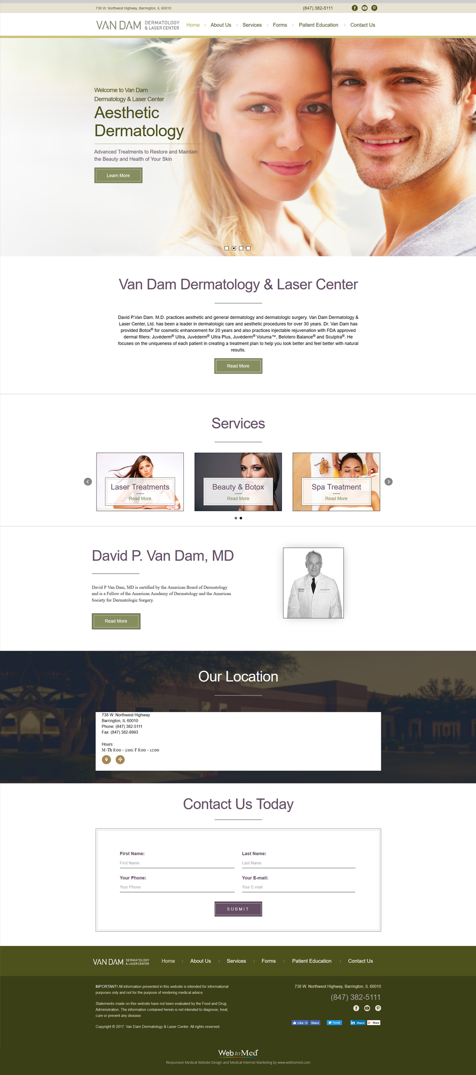 Dermatology Website Design - Van Dam Dermatology & Laser Center - Homepage